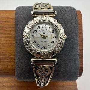 Wrangler Women’s Quartz Watch Silver & Faded Gold Tone Filigree Heart Bracelet